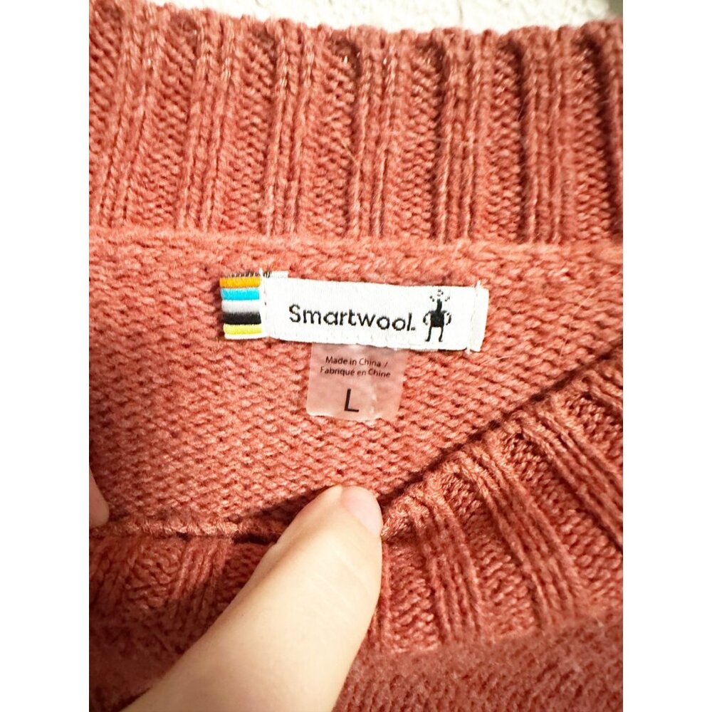 Smartwool Cozy Lodge Bell Sleeve Sweater Ribbed Mock Neck Dusty Cedar Heather L - Picture 7 of 7